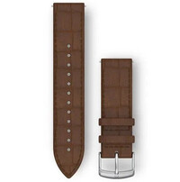 Curea Garmin Quick Release 20 mm, piele, maro, cataramă argintie (Venu, Venu Sq, Venu 2 plus etc.)