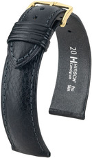 Curea din piele Hirsch Camelgrain M 10200950OE-1, negru, piele de vițel, open end (pentru tije fixe), lungime M, Quick Release