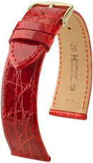 Curea din piele Hirsch Genuine Croco L 01808020-1, roșie, piele de crocodil, lungime L, Quick Release