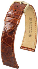 Curea din piele Hirsch Genuine Croco M 01808170-1, maro, piele de crocodil, lungime M, Quick Release