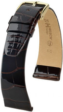 curea din piele Hirsch Prestige M 02307110-1, maro, piele de aligator, lungime M, Quick Release