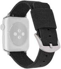 Curea pentru Apple Watch, nailon, negru, cataramă argintie (carcase 42/44/45mm)