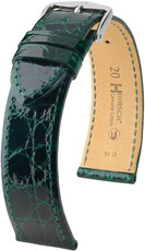 Curea din piele Hirsch Genuine Croco 18900840-2, culoarea verde, piele de crocodil, Quick Release