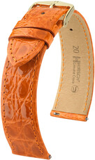 Curea din piele Hirsch Genuine Croco L 18920876-7, portocalie, piele de crocodil, lungime L, Quick Release