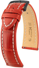 Curea din piele Hirsch Capitano L 04807029-5, roșu, piele de aligator, lungime L, eliberare rapidă