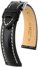 Curea din piele Hirsch Capitano L 04807059-2, negru, piele de aligator, lungime L, eliberare rapidă