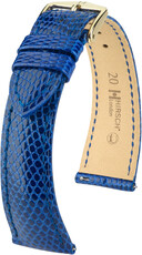Curea din piele Hirsch London 04366185-7, culoarea albastră, piele de șopârlă, Quick Release