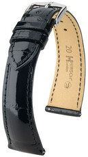 Curea din piele Hirsch London 04307150-2, culoarea neagră, piele de aligator, Quick Release