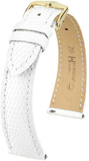 Curea din piele Hirsch London L 04366000-7, alb, piele de șopârlă, lungime L, Quick Release