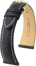 Curea din piele Hirsch Massai Ostrich L 04362051-7, negru, piele de struț, lungime L, Quick Release
