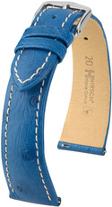 Curea din piele Hirsch Massai Ostrich L 04362084-2, albastru, piele de struț, lungime L, Quick Release