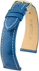Curea din piele Hirsch Massai Ostrich L 04362084-7, albastru, piele de struț, lungime L, Quick Release