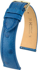 Curea din piele Hirsch Massai Ostrich L 04362085-7, albastru, piele de struț, lungime L, Quick Release