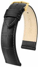 Curea din piele Hirsch Duke 01028150OE-1, neagră, piele de vițel, open end (pentru tije fixe), lungime M