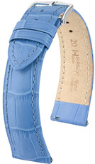 Curea din piele Hirsch Duke 01028183-2, culoarea albastră, piele de vițel, Quick Release
