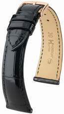 Curea din piele Hirsch London 04207150-7, culoarea neagră, piele de aligator, Quick Release