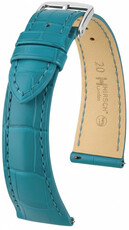 Curea din piele Hirsch London L 04207083-2, albastru, piele de aligator, lungime L, Quick Release