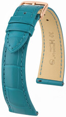 Curea din piele Hirsch London L 04207083-7, albastră, piele de aligator, lungime L, Quick Release