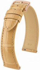 Curea din piele Hirsch London L 04207090-7, bej, piele de aligator, lungime L, Quick Release