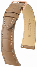 Curea din piele Hirsch London L 04207099-7, bej, piele de aligator, lungime L, Quick Release