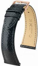 Curea din piele Hirsch London L 04266050-7, neagră, piele de șopârlă, lungime L, Quick Release