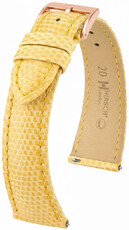 Curea din piele Hirsch London L 04266073-7, galbenă, piele de șopârlă, lungime L, Quick Release