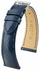Curea din piele Hirsch London L 04266080-2, albastră, piele de șopârlă, lungime L, Quick Release