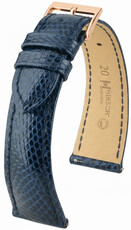 Curea din piele Hirsch London L 04266080-7, albastră, piele de șopârlă, lungime L, Quick Release