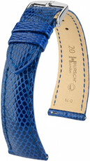 Curea din piele Hirsch London L 04266085-2, albastră, piele de șopârlă, lungime L, Quick Release