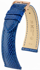 Curea din piele Hirsch London L 04266085-7, albastru, piele de șopârlă, lungime L, Quick Release