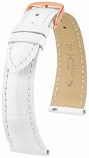 Curea din piele Hirsch London L 04307000-7, albă, piele de aligator, lungime L, Quick Release