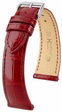 Curea din piele Hirsch London L 04307020-2, roșu, piele de aligator, lungime L, Quick Release