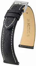 Curea din piele Hirsch Massai Ostrich L 04262051-2, negru, piele de struț, lungime L, Quick Release