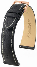 Curea din piele Hirsch Massai Ostrich L 04262051-7, negru, piele de struț, lungime L, Quick Release