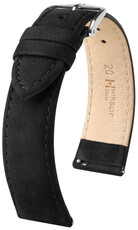 Curea din piele Hirsch Osiris Nubuk 03433150-2, negru, piele de vițel, lungime M, Quick Release