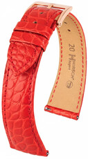 Curea din piele Hirsch Regent L 04107029-7, roșie, piele de aligator, lungime L, Quick Release