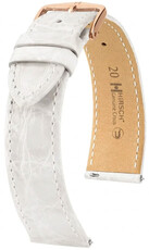 Curea din piele Hirsch Genuine Croco 01808100-7, culoarea albă, piele de crocodil, Quick Release