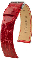 Curea din piele Hirsch Genuine Croco 01808120-2, culoarea roșie, piele de crocodil, Quick Release