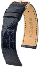 Curea din piele Hirsch Genuine Croco L 01808080-7, albastru, piele de crocodil, lungime L, Quick Release