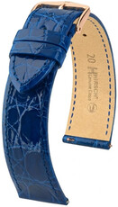 Curea din piele Hirsch Genuine Croco L 01808085-7, albastră, piele de crocodil, lungime L, Quick Release