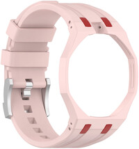 Curea din silicon Ricardo Pinzolo (pentru Swatch Royal Pop), Pink, cu toc, coroană la 12h