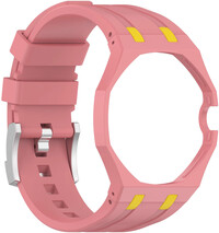 Curea din silicon Ricardo Pinzolo (pentru Swatch Royal Pop), Pink, cu toc, coroană la 3h