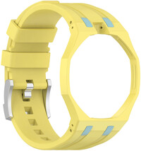 Curea din silicon Ricardo Pinzolo (pentru Swatch Royal Pop), Yellow, cu toc, coroană la 12h
