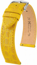 Curea din piele Hirsch Genuine Croco 01808172-2, culoarea galbenă, piele de crocodil, Quick Release