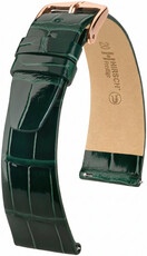 Curea din piele Hirsch Prestige L 02207041-7, verde, piele de aligator, lungime L, Quick Release