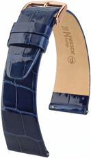 Curea din piele Hirsch Prestige L 02207080-7, albastru, piele de aligator, lungime L, Quick Release