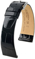 Curea din piele Hirsch Prestige 02207150-2, culoarea neagră, piele de aligator, Quick Release