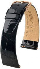Curea din piele Hirsch Prestige 02207150-7, culoarea neagră, piele de aligator, Quick Release