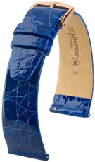Curea din piele Hirsch Prestige L 02208085-7, albastră, piele de crocodil, lungime L, Quick Release