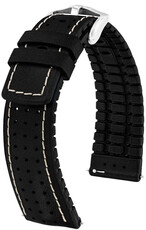 Curea din piele Hirsch Tiger L 0915002050-2, neagră, piele de vițel, lungime L, Quick Release